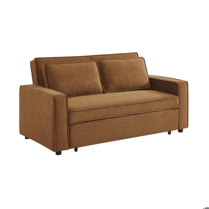 sweeek Canapé convertible 2 places rouille velours côtelé banquette lit CHILL sweeek Canapé convertible 2 places rouille velours côtelé banquette lit CHILL