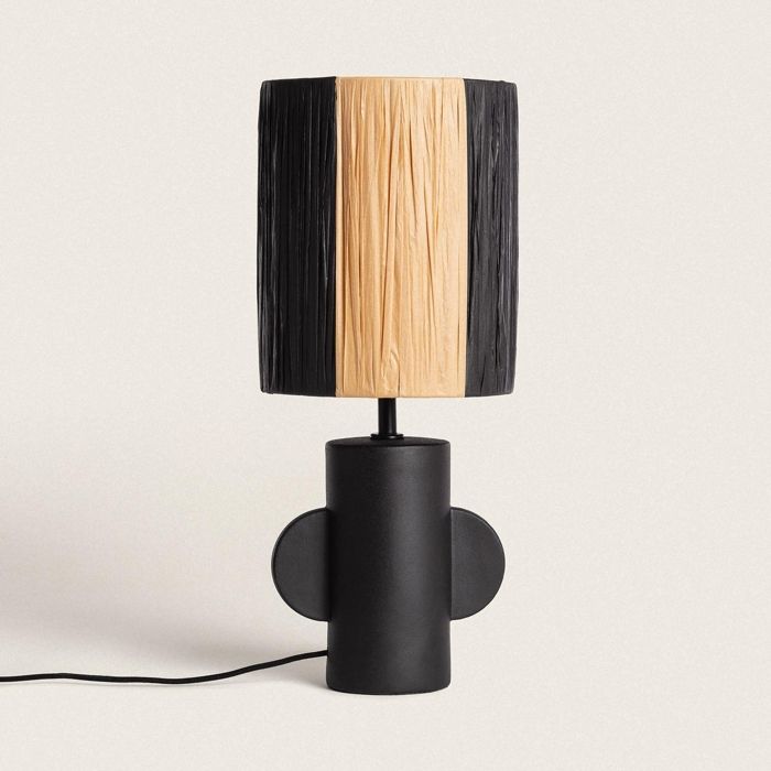 Lampe à Poser Céramique et Raphia Tyler Noir