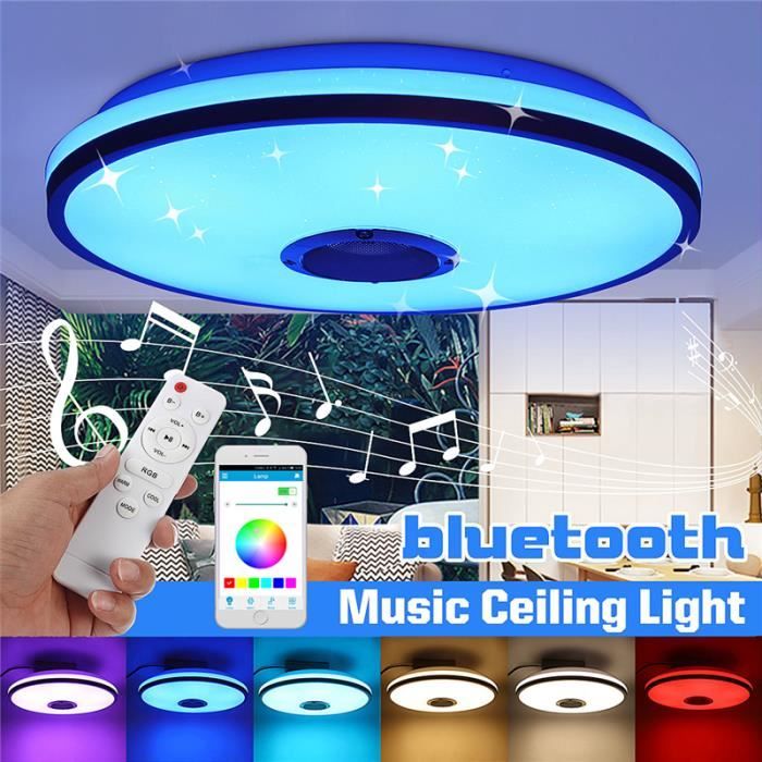 Hangrow Smart Music Plafonnier LED en forme dovni 36 W avec contrôle intelligent Bluetooth Haut-parleur Multicolore