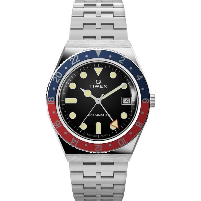 Montre Timex Q Timex GMT - black/navy/red/stainless steel - 38