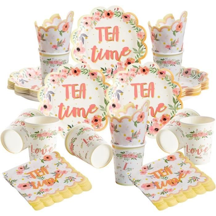 Ensemble d'assiettes et serviettes de table en or rose – Décorations d' anniversaire roses, fournitures sur le thème du diamant – Pour 24 invités