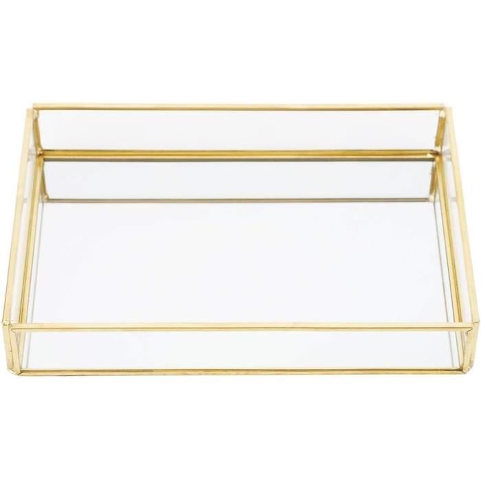 Plateau De Rangement Rectangulaire En Acier Inoxydable Doré - 30,2x20,2x1,5 Cm, Design Moderne