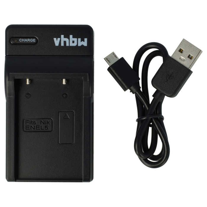 Vhbw Chargeur de batterie USB pour caméra compatible avec Nikon CoolPix 3700, 4200, 5200, 5900, 7900, P100, P3, P4, P500, P5000,