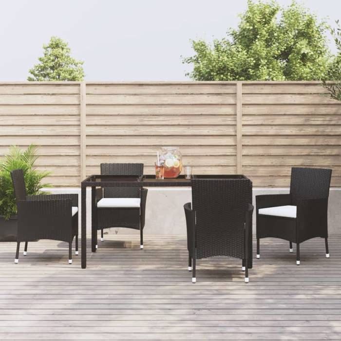 vidaXL Ensemble à manger 5 pcs Résine tressée - vue 2
