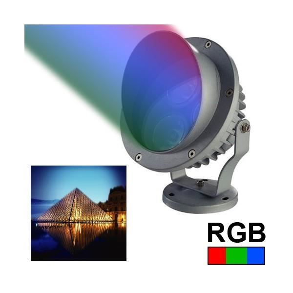 Projecteur Extérieur Spot LED Haute Puissance Multicolore RGB Vert Bleu Rouge 3W Acier/Verre/Aluminium YONIS