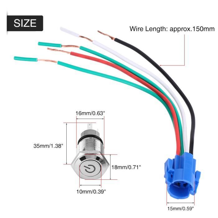 Lot De 5 Interrupteurs Bouton-Poussoir 12V 4 Pôles - Lumière LED Bleue - IP65 Étanche - Pour Auto, Bateau | Linkstyle