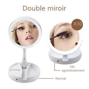 Miroir Maquillage Grossissant 1x - 7X Pivote à Deux Côtés Style Rétro