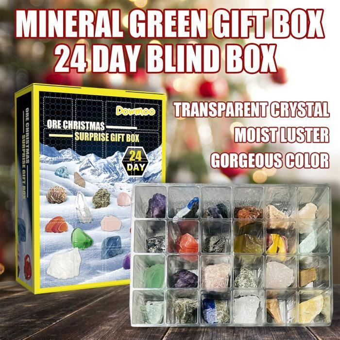 24 Pcs Ore Blind Box Crystal Calendrier de l'Avent 24 Jours Compte