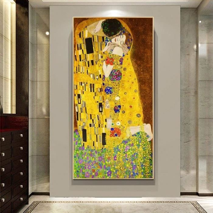 Peinture sur toile Gustav Klimt Les larmes d'or et le baiser * - Art mural  - Couleur 