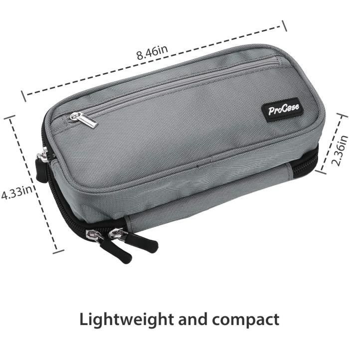 Trousse Scolaire Rigide 2 Compartiments Procase - Antichoc Multi-Poches Pour Garçon Ou Fille