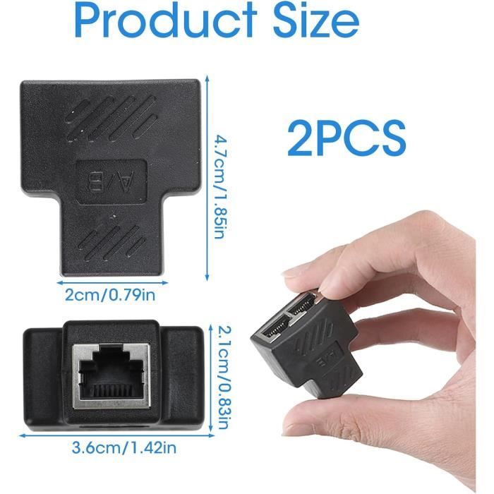 Répartiteur Ethernet RJ45 1 Vers 2 - Double Prise, Pour Ordinateur, Smart TV, Neuf
