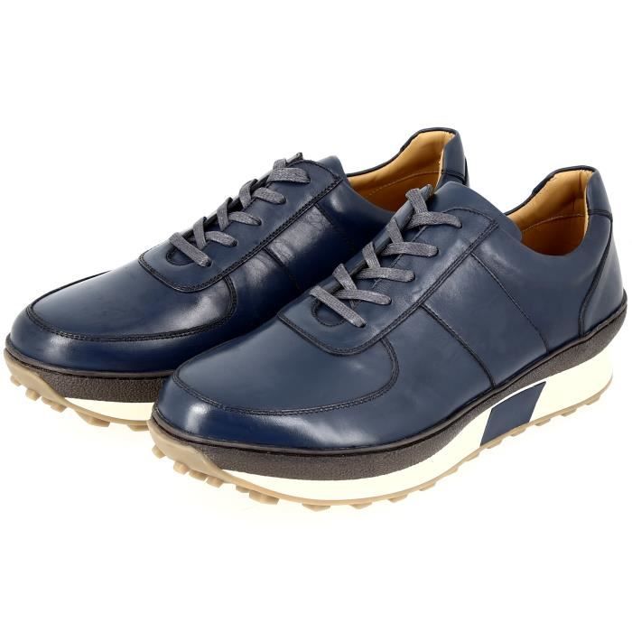 Basket Homme en cuir Veritable Bleu 613 Belym Bleu marine Cdiscount Chaussures