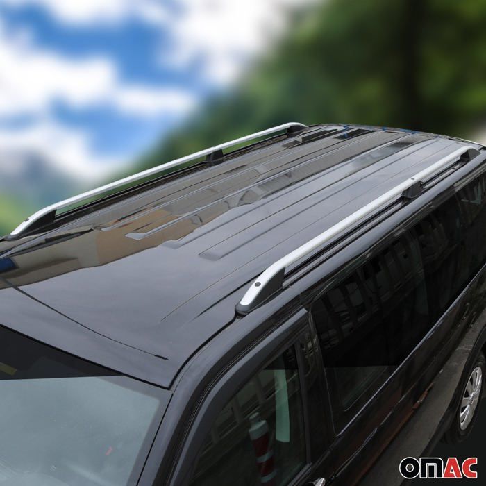Barres De Toit Longitudinales OMAC Pour Opel Vivaro II 2014-2019 L2 LWB - Aluminium Noir, Fixation Points Fixes