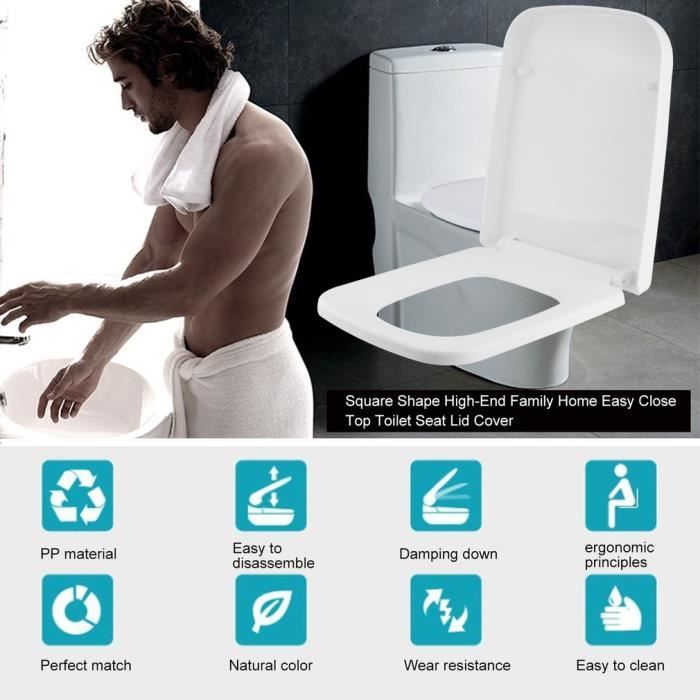 Abattant WC Forme Carré Slim Blanc Lunette de siège de toilette Toilette  avec Frein de Chute Siège de Cuvette WC Couvercle - Cdiscount Bricolage