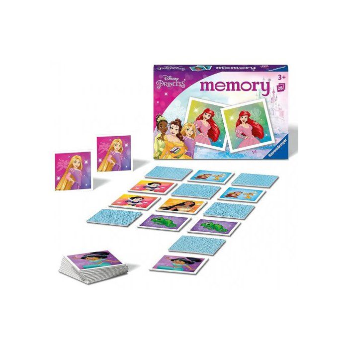 Jeu Memory Princesses 28 Cartes – La Petite Sirène, Belle, Raiponce, Jasmine – 14 Paires, Dès 3 Ans, Observation Et Mémoire, 2-4 Joueurs