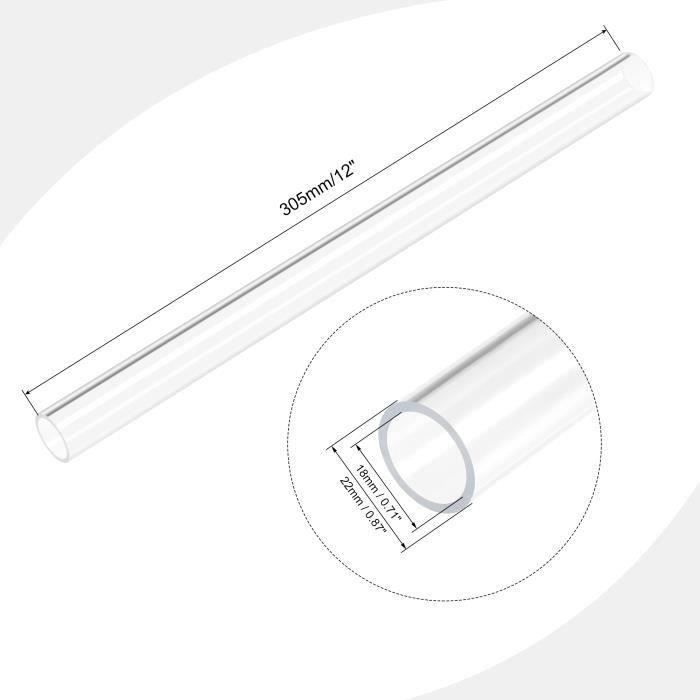 Tube Acrylique Rigide Transparent 18mmx22mm Longueur 305mm - Pour Aquarium, Artisanat & Éclairage
