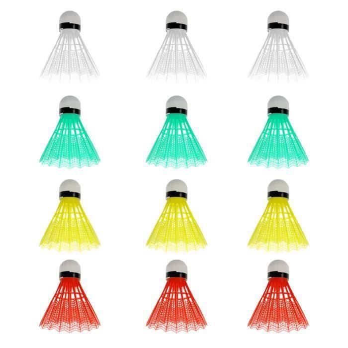 Lot De 24 Volants Badminton – Nylon Plastique, 12 Jaunes + 12 Blancs, Pour Débutants Et Amateurs – Intérieur/extérieur
