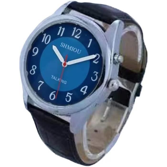Montre-bracelet Femme Numérique Facile à Lire - Cadran Carré 3,2 Cm - Bracelet Cuir - Pour Seniors