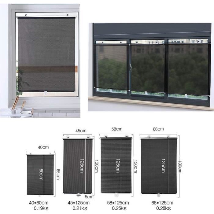 Store Sans Percer 62.5 X 230 Cm Gris Foncé - Fixation Pince Translucide Jalousiescout