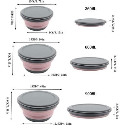 Lot De 3 Bols Pliables En Silicone Avec Couvercle - Capacités 350 Ml, 500 Ml, 800 Ml, étanches, Pour Camping, Pique-nique