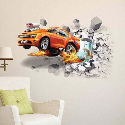 Autocollant Mural 3D Cars (Disney) - Vinyle Amovible - Décoration Chambre Enfant - Marque Oracal