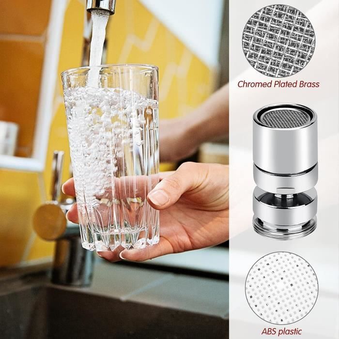 Aérateur pour robinets - Rotatif à 360° - Mousseur d'économie d'eau - Pour  cuisine et salle