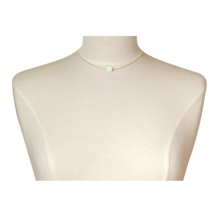 Collier Plaqué Or Perle Solitaire 13 Mm - Bijou Élégant Les Poulettes