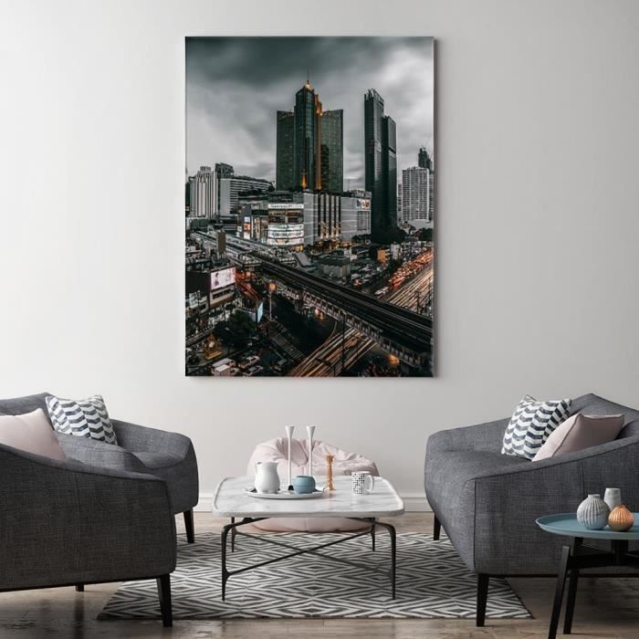 Tableau Grand format sur toile Image moderne déco Canevas Grande ville  Gratte ciel Vue 40x60 - Cdiscount Maison