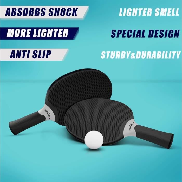 Set Complet De Tennis De Table - 2 Raquettes, 6 Balles, Filet Rétractable - Pour Jeu Intérieur Et Extérieur