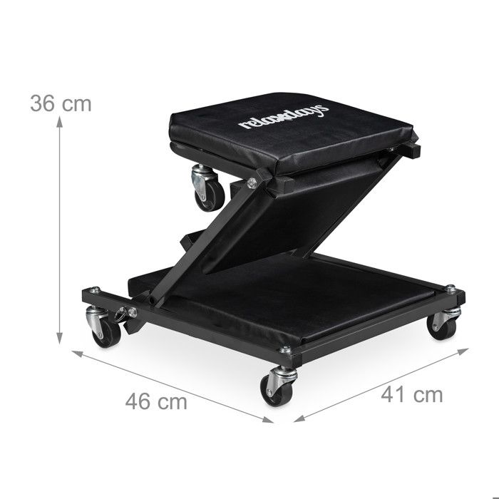 Siège Roulant Réglable En Hauteur 48-56 Cm - Pour Jardin Et Atelier, Supporte 150 Kg, Avec Rangement