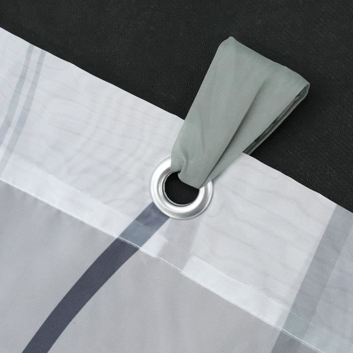 Rideau Brise-Bise Transparent Rayé - 60x90cm - Pour Cuisine/Salle De Bain - Avec Pattes