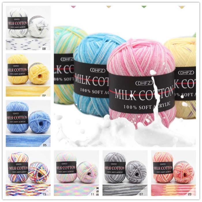 Lot de 12 Pelote de Laine-coton de lait-multicolore-50g-pelote-90 mètres  par pelote-Pour crochet et tricot-avec deux crochets - Cdiscount Beaux-Arts  et Loisirs créatifs