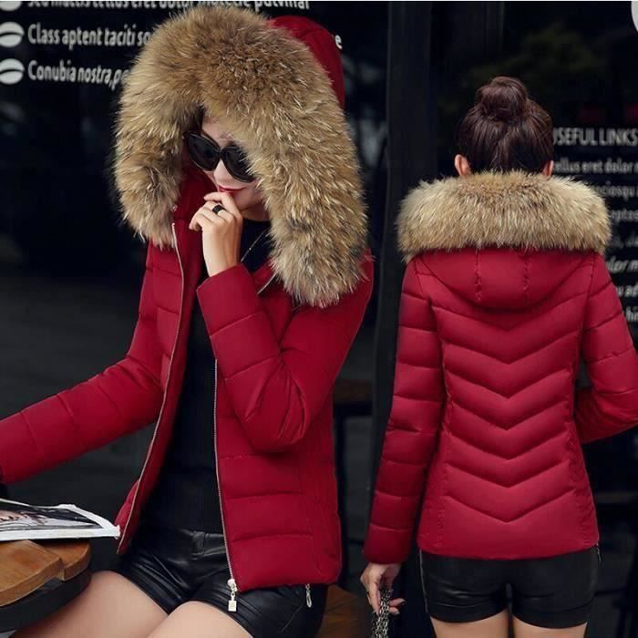 Doudoune a capuche rouge femme top