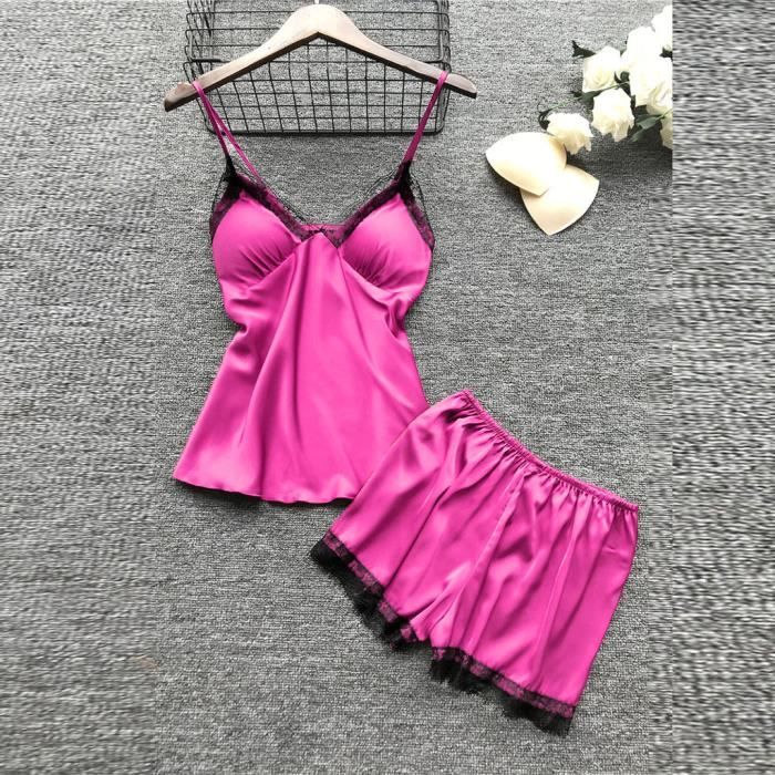 Nuisette en soie et dentelle SASAQUOY Rose vif Lingerie femme Rose vif Cdiscount Pret a Porter
