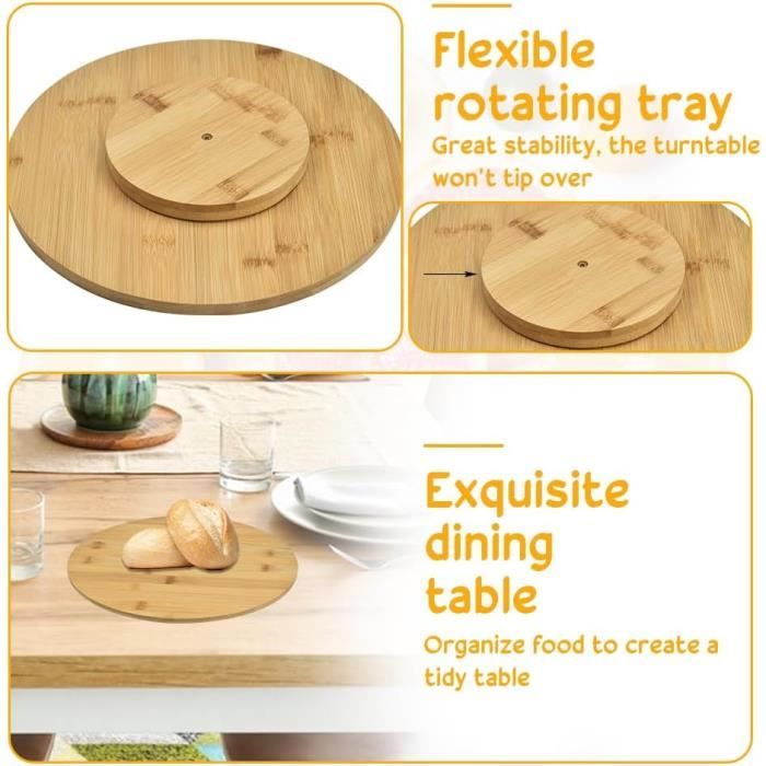 Plateau Tournant 360° Extensible Pour Table - Idéal Fêtes, Repas En Famille, 8 Plats, Silencieux - 7