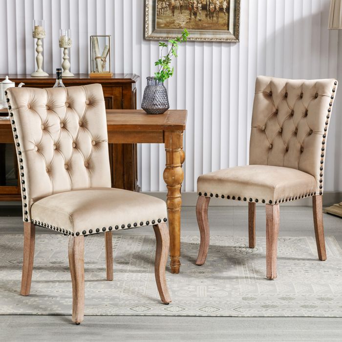 Lot De 2 Chaises De Salle à Manger Avec Boutons Décoratives Assise En Tissu Noir 10 0001520 92569511