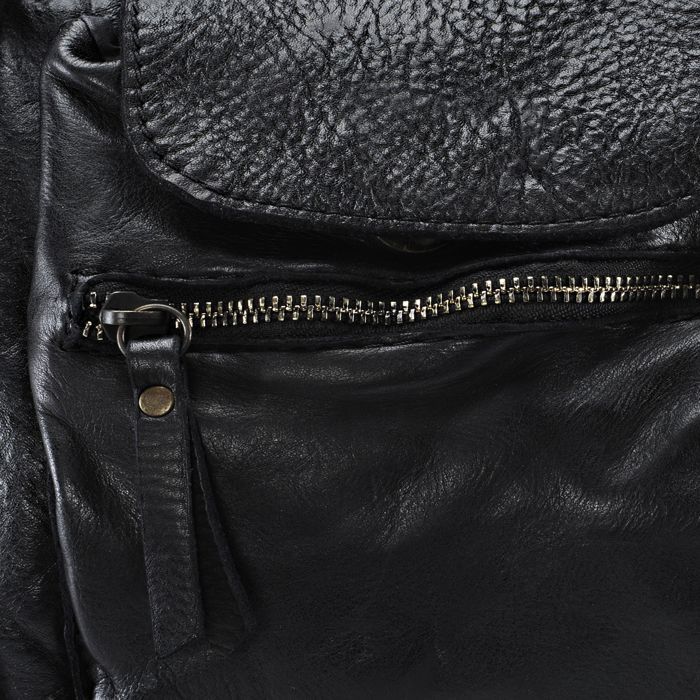 Sac à Main Vintage Noir En Cuir - Style Fourre-tout, Doublure Marron, Occasion