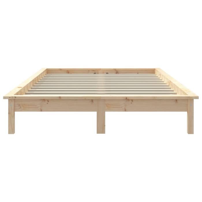 Cadre De Lit Pin Massif 160x200 Cm - Sommier à Lattes, Pieds, Design Moderne, Couleur Au Choix