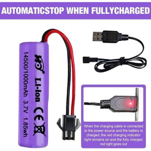 6 Pièces 3,7V 2000mAh Batterie au Lithium, Batterie Rechargeable 3,7v avec 6 Câbles de Charge USB et SM-2P Prise, 18650 Batterie 3,7V Rechargeable pour Véhicules RC Camion Robots
