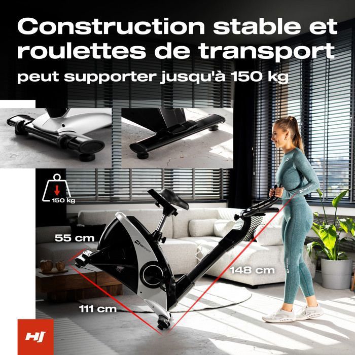 Vélo d'appartement Hop-Sport Vélo d'Appartement Mécanique HS-010H Rio, Compact, Résistance Réglable, Ordinateur d'Entraînement, Pédales Antidérapantes, Selle Réglable, Jusqu'à Vélo d'appartement Hop-Sport Vélo d'Appartement Mécanique HS-010H Rio, Compact, Résistance Réglable, Ordinateur d'Entraînement, Pédales Antidérapantes, Selle Réglable, Jusqu'à