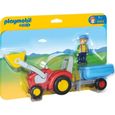 PLAYMOBIL - 6964 - PLAYMOBIL 1.2.3 - Fermier avec tracteur et remorque-0