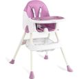 Chaise haute pour bébé, chaise pour repas bébé, évolutive pliable et ajustable, chaise de salle à manger pour enfants- violet-0