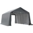 Tente garage carport dim. 6L x 3,6l x 2,75H m acier galvanisé robuste PE haute densité 195 g-m² imperméable anti-UV blanc gris-0