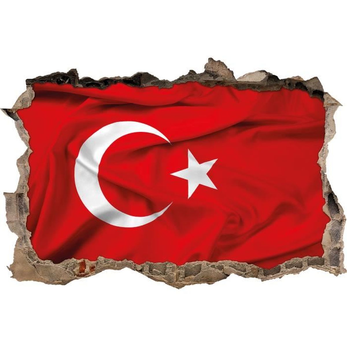 Drapeau Turquie, drapeau turc mur percée en 3D look, mur ...