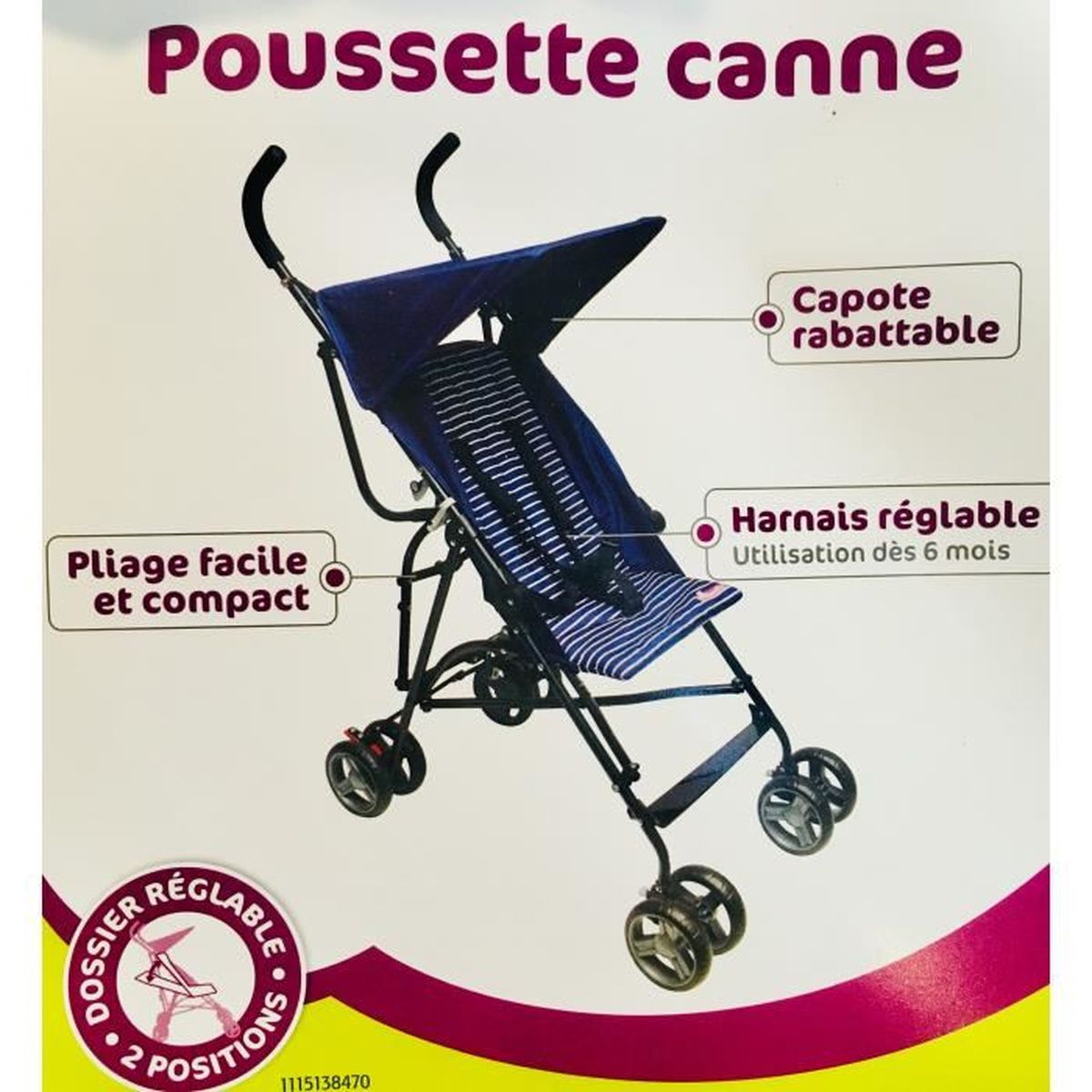 Poussette canne pommette Clearance