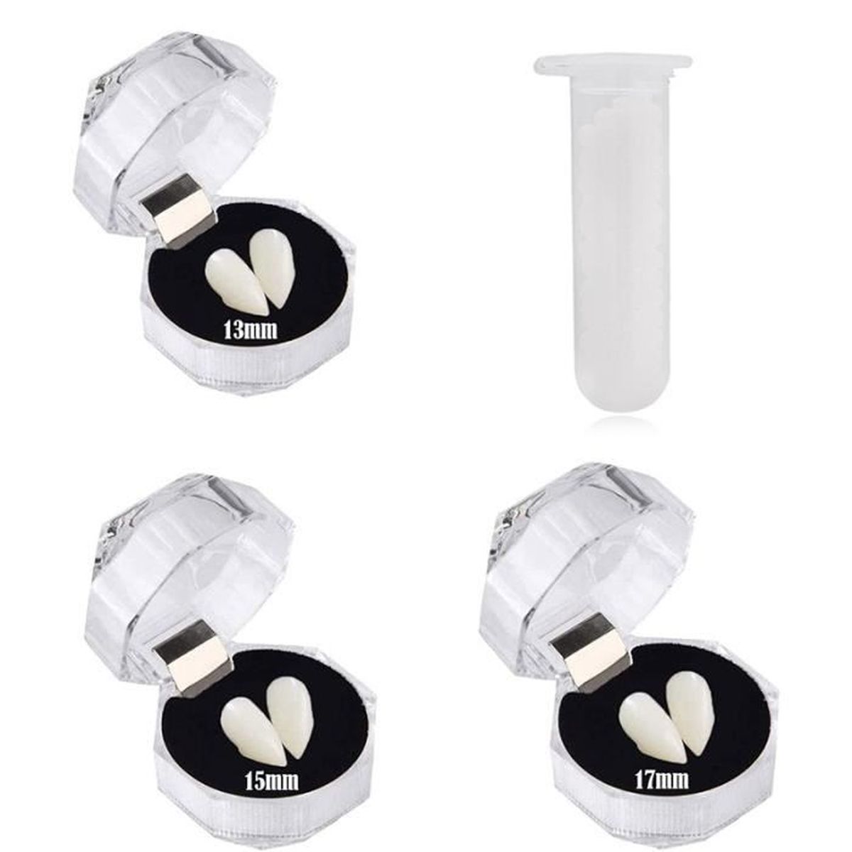 Kit Dents Vampire + Oreilles Elfe - 4 Paires Canines + Colle + 2 Paires Oreilles - Halloween Cosplay