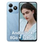 Blackview WAVE 8 Smartphone - 12Go + 128Go - HD+ 6.56" - 13MP+8MP - 5000mAH - Android 14 Téléphone Portable GPS Dual SIM 4G - Bleu