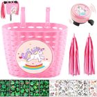 Panier Velo Enfant Fille Décoration Vélo avec Cloche de vélo, Vignette et Rubans Tassel pour Accessoires Bicyclette, Rose - Sport