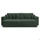 LOUNGITUDE Canapé droit 4 places JADE double méridienne et assise profonde en velours côtelé épais - Vert foncé