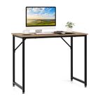 COSTWAY Bureau d’Ordinateur Simple avec Cadre en Métal Robuste, Repose-pieds Réglables, 100 x 50 x 77 cm, Charge Max. 91kg, Naturel